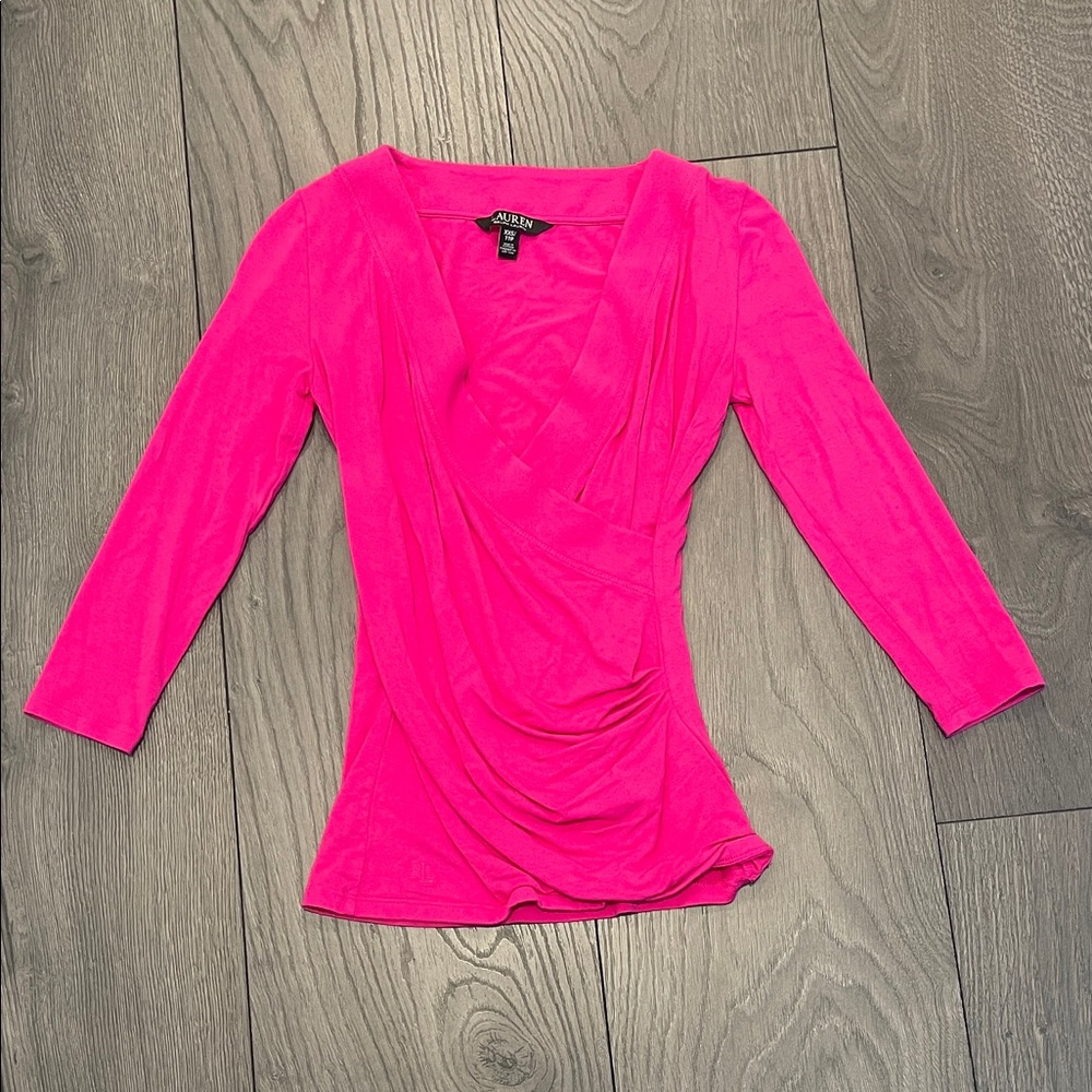 Ralph Lauren Bright Pink Wrap Blouse